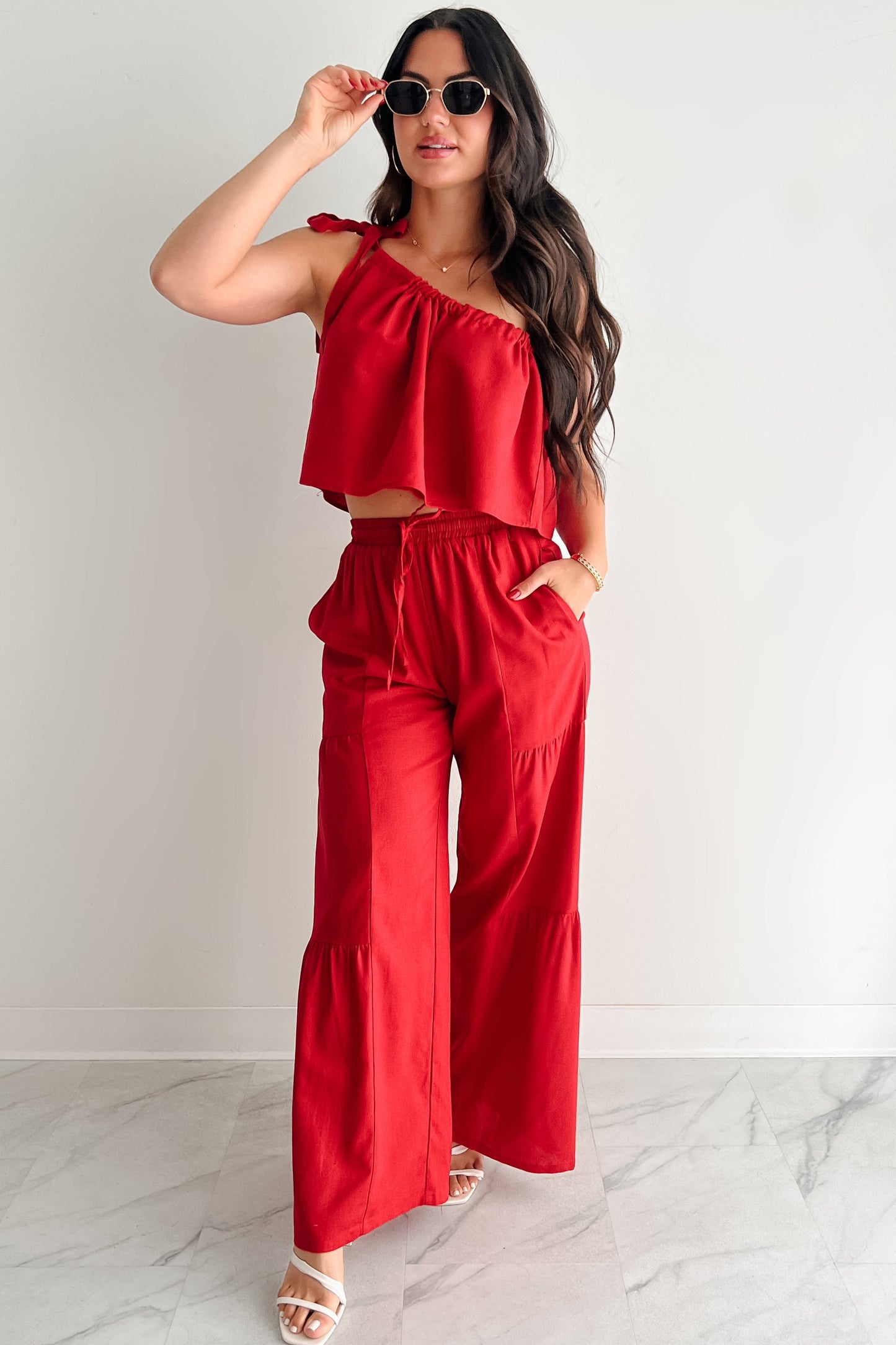 Too Saucy One Shoulder Top (Red)